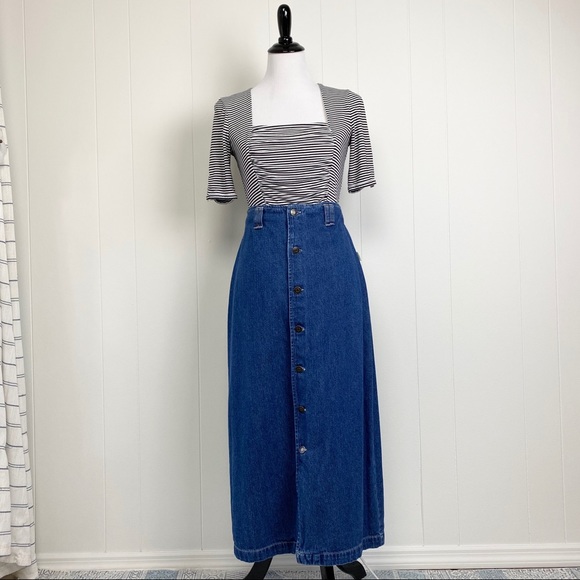 Vintage Blass Sport Denim Button Front Skirt 6P - Picture 2 of 15